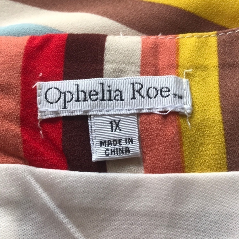 Ophelia Roe Colorful Stripe Faux Wrap Buckle Skirt Plus Size - Picture 5 of 9